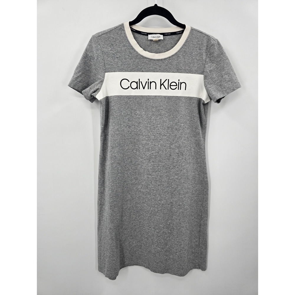 Calvin Klein  Dress Womens Small Gray White Tshirt Style‎